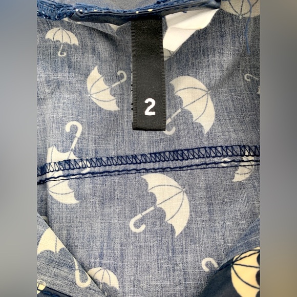 Super cute ☂️ well-loved H&M navy umbrella print hooded belted trench RAINCOAT - Picture 7 of 8